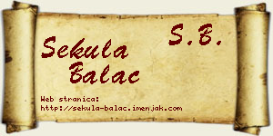Sekula Balać vizit kartica